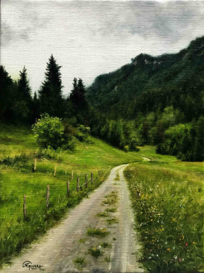 Rafael Guerra, Austrian Mountain Road, Oil on linen, 40 x 30 cm, 2021 Rafael Guerra, Austrian Mountain Road, Oil on linen, 40 x 30 cm, 2021
