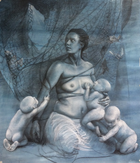 Sanna Tomac, Entangled, Charcoal and Chalk on Toned Paper, 120 x 105 cm, 2016 Sanna Tomac, Entangled, Charcoal and Chalk on Toned Paper, 120 x 105 cm, 2016