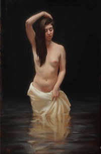 "La bagnante", Oil on linen, 50 x 80 cm, 2019 Sarah Margaret Gibson, "La bagnante", Oil on linen, 50 x 80 cm, 2019