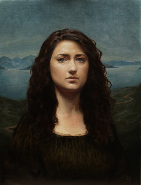 Sarah Margaret Gibson 'Self Portrait by the Clyde at Dusk', Oil on linen panel, 30x40 cm, 2020 Sarah Margaret Gibson 'Self Portrait by the Clyde at Dusk', Oil on linen panel, 30x40 cm, 2020