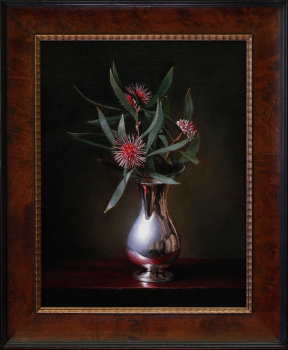 Sarah Pearn, Hakea Laurina in English Silver, Oil on linen, 35 x 45 cm, 2019 Sarah Pearn, Hakea Laurina in English Silver, Oil on linen, 35 x 45 cm, 2019