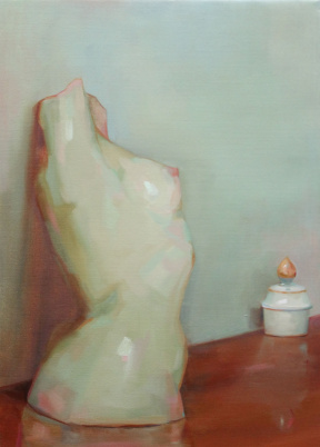 Shoshana Walfish, The Sugar Pot, Oil on linen, 70 x 50 cm, 2021 Shoshana Walfish, Dona Natura, Resin, H50 x W130 x D70 cm, 2021