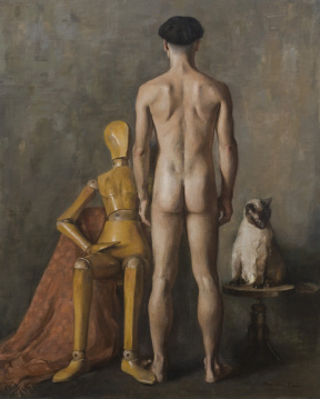 Simona Dolci, Conversazione improbabile - Improbable conversation, Oil on canvas, 80 x 100 cm, 2018 Simona Dolci, Conversazione improbabile - Improbable conversation, Oil on canvas, 80x100 cm, 2018