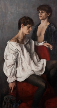 "Dialogo assente - Missing dialogue", Oil on canvas on panel, 52 x 97 cm, 2014 Simona Dolci, Dialogo assente - Missing dialogue, Oil on canvas on panel, 52 x 97 cm, 2014
