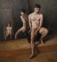 "Narciso - Narcissus", Oil on canvas on panel, 91 x 100 cm, 2011 Simona Dolci, Narciso - Narcissus, Oil on canvas on panel, 91 x 100 cm, 2011