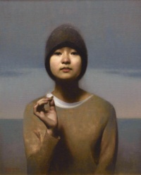 "Girl with coin", Oil on panel Stephen Bauman, Girl with coin, Oil on panel