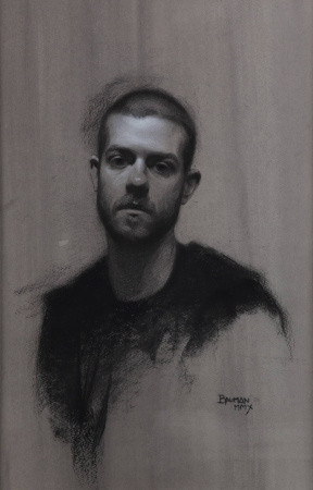 Stephen Bauman Self Portrait, Charcoal and white chalk on toned paper, 47.5x31 cm Stephen Bauman Self Portrait, Charcoal and white chalk on toned paper, 47.5x31 cm