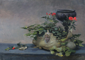 Tanvi Pathare 'Ivy and Roses', 50 cm x 70 cm, oil on linen, 2020 Tanvi Pathare 'Ivy and Roses', 50 cm x 70 cm, oil on linen, 2020