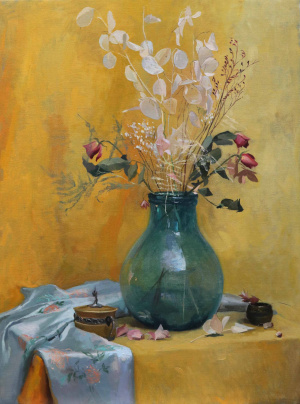 Tanvi Pathare 'Silk and potpourri', 80 cm x 60 cm, oil on linen, 2020 Tanvi Pathare 'Silk and potpourri', 80 cm x 60 cm, oil on linen, 2020