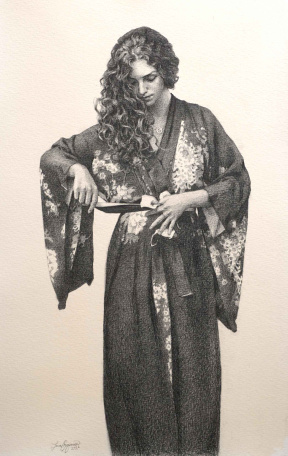Terra Chapman, The Kimono, Graphite, 30 x 42 cm, 2021 Terra Chapman, The Kimono, Graphite, 30 x 42 cm, 2021
