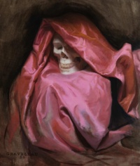 "Skull and drapery study", Oil on canvas, 60 x 50 cm, 2021 Thomas Graveleau, "Skull and drapery study", Oil on canvas, 60 x 50 cm, 2021
