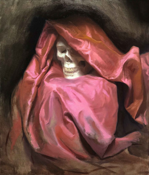Thomas Graveleau, Skull on Silk Study, Oil on canvas, 65x55 cm, 2020 Thomas Graveleau, Skull on Silk Study, Oil on canvas, 65x55 cm, 2020