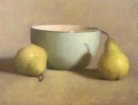 "Still Life with Pears", Oil on panel, 11 x 14 in. 2021 Tim Clayton, "Still Life with Pears", Oil on panel, 11 x 14 in. 2021