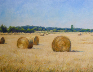 Tina Oršolić Dalessio, Hay Bales, Oil on canvas, 70x90 cm, 2019 Tina Oršolić Dalessio, Hay Bales, Oil on canvas, 70x90 cm, 2019