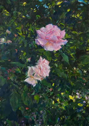 Tina Oršolić Dalessio, Roses, Gers, Oil on Wood Panel, 35 x 25 cm, 2021 Tina Oršolić Dalessio, Roses, Gers, Oil on Wood Panel, 35 x 25 cm, 2021