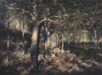 "Forest with young oaks", Oil on panel, 41 x 55 cm, 2021 Zacheriah Kramer, Forest with young oaks, Oil on panel, 41 x 55 cm, 2021