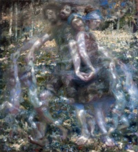 "Hermits", Oil on linen, 110 x 100 cm, 2018-19 Zacheriah Kramer, Hermits, Oil on linen, 110 x 100 cm, 2018-19