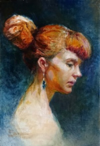 "Sanna", Oil on panel, 30 x 20 cm, 2021 Krystel Thamrin, Sanna, Oil on panel, 30 x 20 cm, 2021