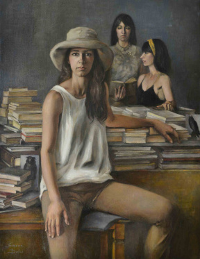 "Femmes Savantes", Oil on canvas, 70 x 90 cm, 2020 Simona Dolci, Femmes Savantes, Oil on canvas, 70 x 90 cm, 80 x 100 cm (framed), 2020