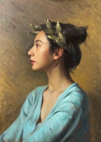 "Girl with a Wreath", Oil on canvas, 50 x 70 cm, 2022 Wang Hao, Girl with a Wreath, Oil on canvas, 50 x 70 cm, 2022