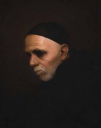 "Man in a Prayer Cap", Oil on canvas, 35 x 40 cm, 2023 Andrew Waller, Man in a Prayer Cap, Oil on canvas, 35 x 40 cm, 2023