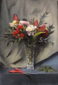 "Gifted Flowers", Oil on canvas, 65 x 45 cm, 2023 Saara Knapp, "Gifted Flowers", Oil on canvas, 65 x 45 cm, 2023