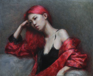 Omma Moonfalk, Advanced Painting, Third Year, Portrait in red