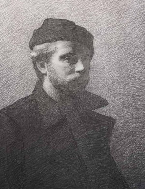 Andrew Waller, Self Portrait, Charcoal on paper, 44 x 57 cm, 2025
