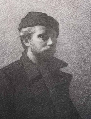 Andrew Waller, Self Portrait, Charcoal on paper, 44 x 57 cm, 2025