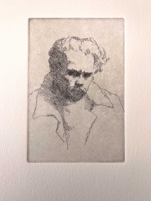 Andrew Waller, Self Portrait, Etching on paper, 10 x 15 cm, 2025