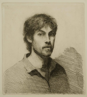 Cameron Marsh, Self portrait with open mouth, Etching and drypoint, 13 x 15 cm, 2025