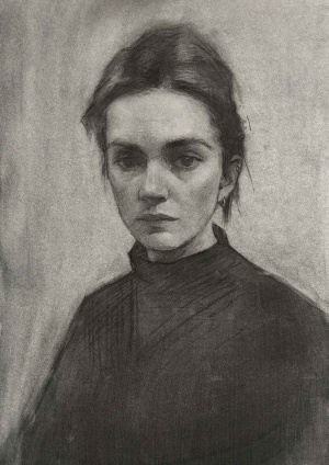 Clementine Hanbury, The distance between us, Charcoal on hand prepared paper, 45 x 30 cm, 2024