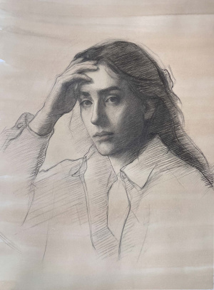 Elizabeth Ralph-Smith, Self Portrait, Mixed media on paper, 46 x 60 cm, 2025
