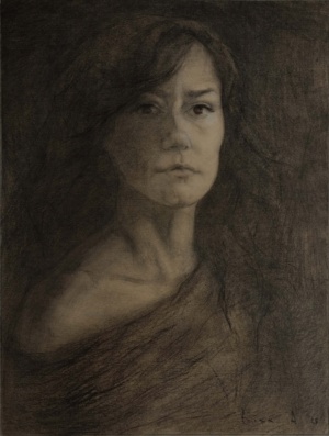 Emina Adrovic, Self Portrait, Graphite, 48 x 36 cm, 2025