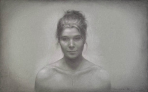 Emma Rach-Syslak, In The Quiet, Graphite and white chalk on paper, 24 x 15 in. 2025