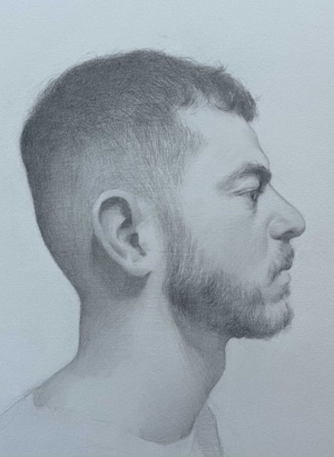 Gabriel Schwaab, Self-portait at 26, Graphite, 29 x 23 cm, 2025