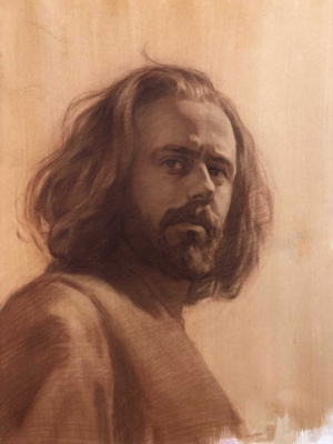 Matteo Taverna, The Weight of an Unseen Sky, Sepia on toned paper, 35 x 45 cm, 2025