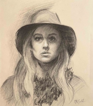 Megan K. Euell, Charcoal and white chalk on toned paper, 13 x 11 in. 2025