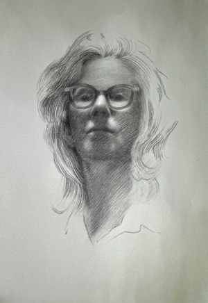 Nicole Alger, One Mirror, Charcoal and Graphite on Ito Bindery, 28 x 20 cm, 2025