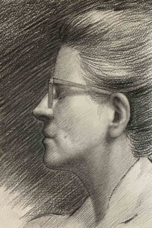 Nicole Alger, Two Mirrors, Charcoal on Arches paper, 30 x 21 cm, 2025