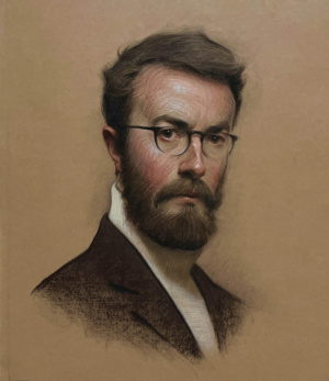 Toby Neve, Self-Portrait, Charcoal and pastel, 44 x 51 cm, 2025