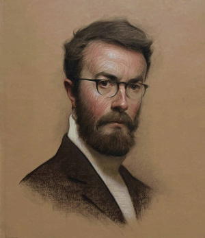 Toby Neve, Self-Portrait, Charcoal and pastel, 44 x 51 cm, 2025