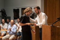 Intermediate Program Student Alexander Kai recieves an award for best figure painting from Program Director, Toby Neve Intermediate Program Student Alexander Kai recieves an award for best figure painting from Program Director, Toby Neve