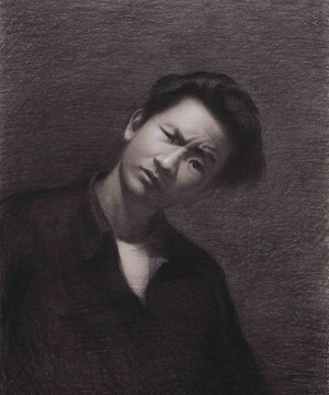 Minh Bùi Hoài Nam, Foundation in Graphic Arts, Self-portrait in charcoal and white chalk