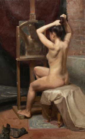 Graduate in Residence 2023-24<br>"The Model in the Studio", Oil on canvas, 70 x 115 cm