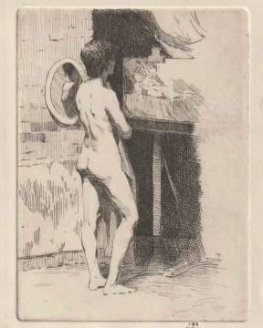 Graduate in Residence 2024-25<br>"Model in Studio", Etching, 15 x 20 cm