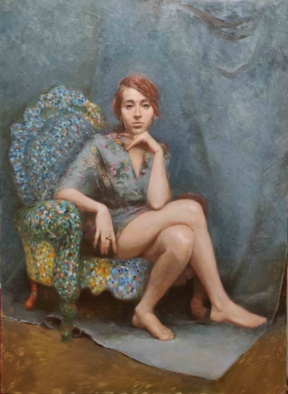Graduate in Residence 2018-19<br>"Portrait of a designer, Yael", Oil on canvas, 150 x 110 cm