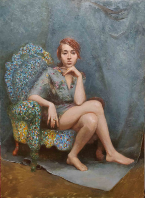 Graduate in Residence 2018-19<br>"Portrait of a designer, Yael", Oil on canvas, 150 x 110 cm