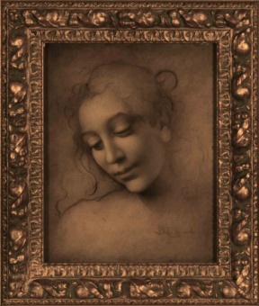 Graduate in Residence 2019-20<br>"Eli", Oil on Panel with carved and gilded frame, 11.5 x 13.5 in.